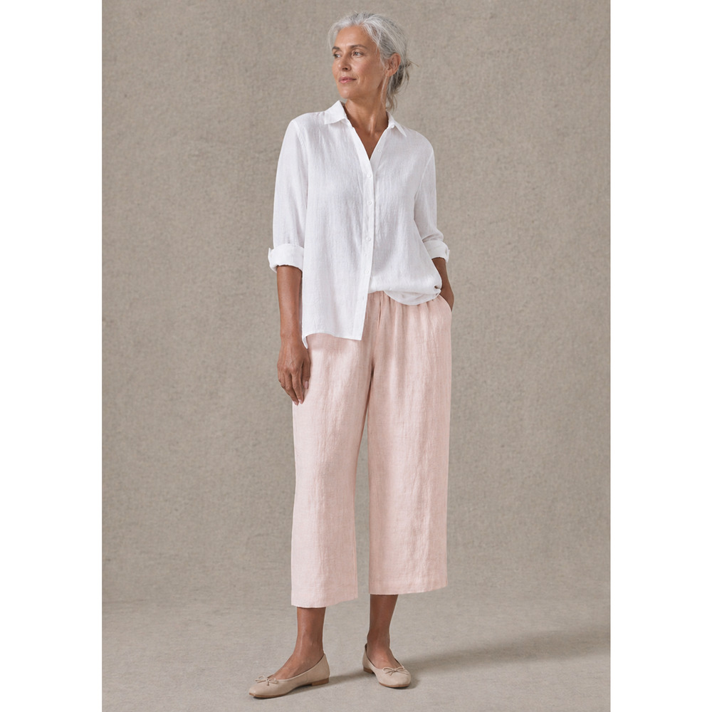 Eskandar 0 Melange 100% Linen Japanese Trousers $795 Blush Pink Minimalist 2 4